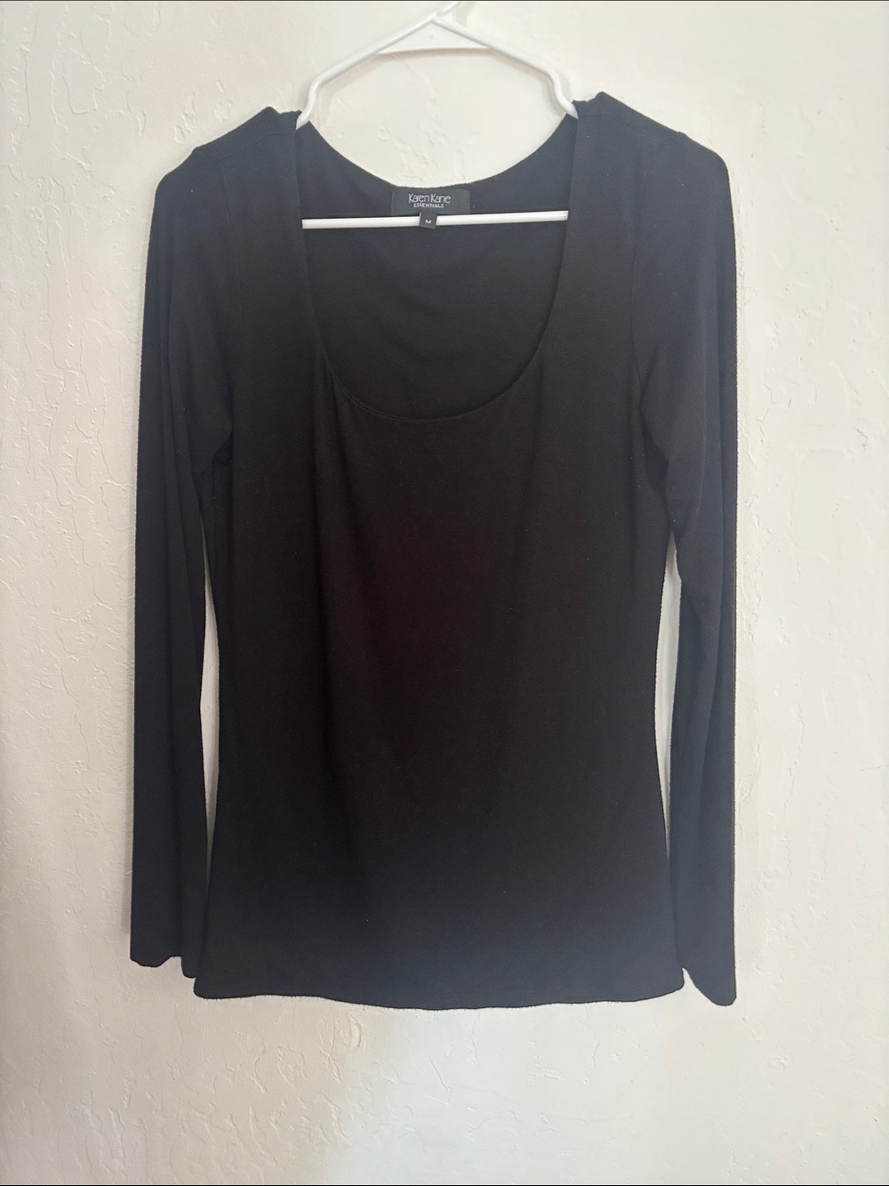 Karen Kane Black Long Sleeve Scoop Neck Top - Slim Fit
